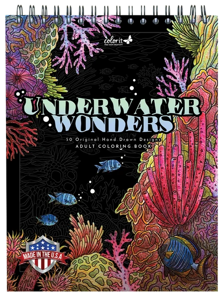 Underwater Wonders Adult Coloring Book: 50 Hand-Drawn Ocean Life & Coral Reef Designs