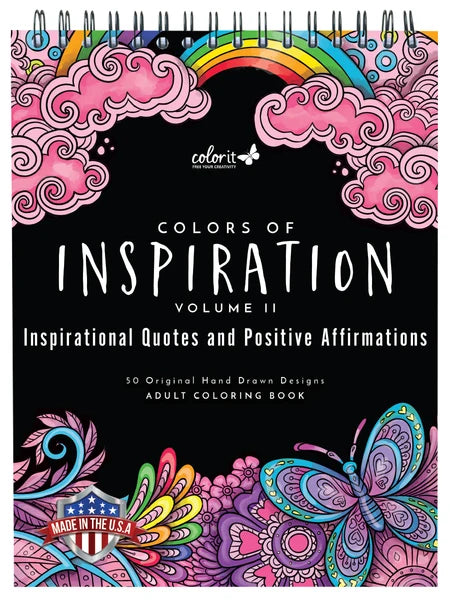 Inspirational Quotes Adult Coloring Book: 50 Positive Affirmations & Hand-Drawn Designs